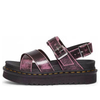 (WMNS) Dr. Martens Voss II Distressed Leather Platform Sandals 'Black Fondant Pink' 31739192