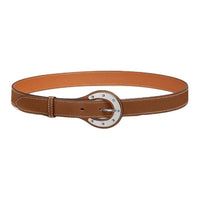 HERMES Calfskin Leather Belts Women's Brown Width 2.4cm