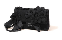 CHANEL Classic Flap CF Embroidered Twill Velvet Shoulder Bag Regular Women's Black