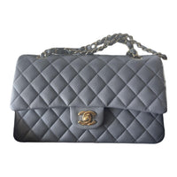 CHANEL Classic Flap CF Calfskin Crossbody Bag, Shoulder Bag Regular Women's Dark Gray