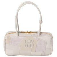 MIU MIU Arcadie Series Leather Handbag Women's Chalk White