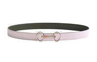 HERMES Swift And Epsom Calfskin Leather Belts Women's Pink/Gray Green Width: 2.4cm