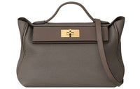 HERMES 24/24 Togo With Swift Calfskin Handbag Women's Tin Gray