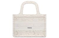 DIOR BookTote Embroidery Tote Bag Shopping Bag Handbag Mini Women's White