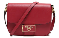 PRADA Cow Leather Small Square Bag Shoulder Bag Crossbody Bag Regular Women's Red