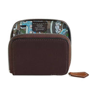 HERMES Silk'In Epsom Calfskin Wallet Women's Mocha Multicolor With Green And Sky Blue