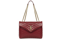 SAINT LAURENT Leather Crossbody Bag Shoulder Bag Medium Size Women's Red