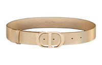 DIOR Letter Pattern Decoration Smooth Buckle Leather Belts Women's Gold