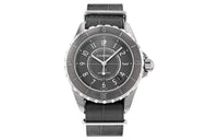 CHANEL Wrist Watch Automatic Mechanical Movement Crocodile Leather Nylon Strap Gray Dial Men's
