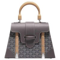 GOYARD Canvas With Leather Shoulder Bag Crossbody Bag Handbag Small Size Women's Gray