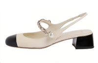 MIU MIU Chunky Heel High Heels 3.5cm Women's Ivory Black