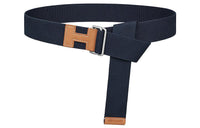 HERMES Canvas Belt Leather Belts Men's Width 4cm