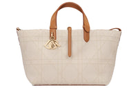 DIOR Toujours Collaboration Knitted Cotton Handbag Medium Size Women's Natural & Brown