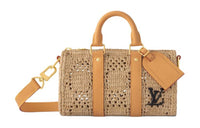 LOUIS VUITTON Keepall Bandouliere 25 Damier Raffia Natural Beige