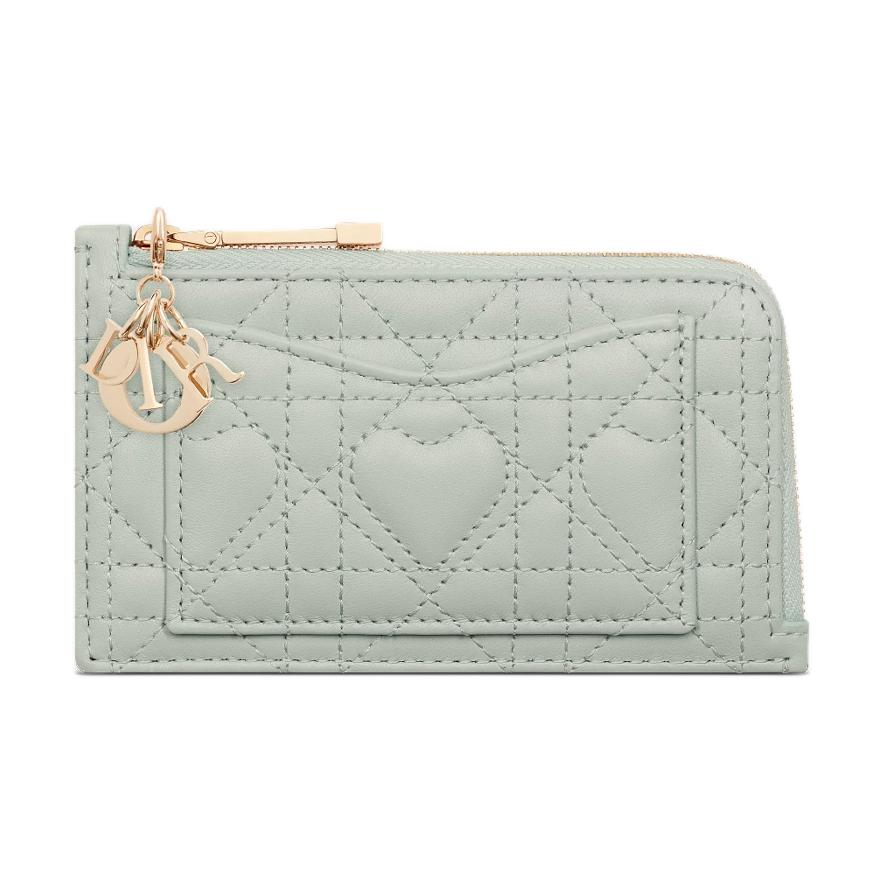 DIOR Lady Dior Lambskin Card Holder Women's Light Green