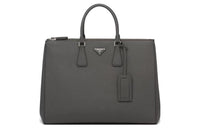 PRADA Genuine Leather Handbag Men's Gray