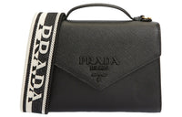 PRADA Saffiano Cow Leather Shoulder Bag Crossbody Bag Handbags Regular Women's Black