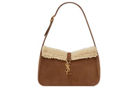 SAINT LAURENT LE5A7 Shearling With Suede Shoulder Bag, Handbag, Shoulder Bag Women's Brown