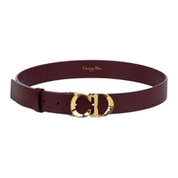 DIOR Logo Identification Leather Belts Women's Red Width 3CM