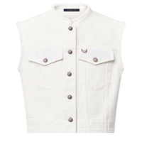 LOUIS VUITTON Monogram Accent Sleeveless Denim Jacket