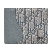 DIOR Saddle Oblique Jacquard Fabric With Embossed Calfskin Wallet Men's Dark Gray