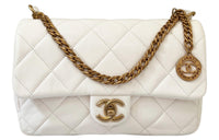 CHANEL Lambskin Flap Bag Handbag Shoulder Bag Crossbody Bag Small Size Women's White