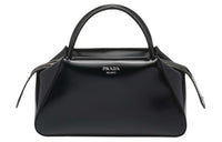 PRADA Brushed Leather Shoulder Bag Crossbody Bag Handbag Medium Size Women's Black