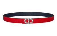 HERMES Leather Belts Women's Heart Red/Indigo