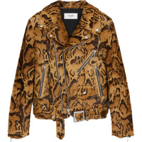 CELINE Leather Jacket Women's Brown