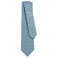 HERMES Mulberry Silk Ties Men's Sky Blue