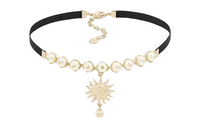 DIOR Metallic Pearls Short Necklace Women's Gold