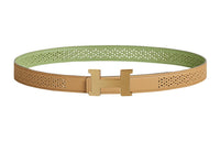 HERMES Leather Belts Women's Masala Tea/Cricket Green