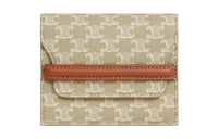 CELINE Triomphe Canvas With Lambskin Card Holder Women's Greige