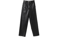 MIU MIU SS24 Leather Pants Women's Black
