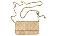 CHANEL WOC Sheepskin Shoulder Bag, Crossbody Bag Women's Beige