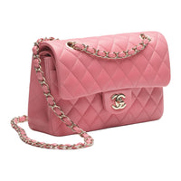 CHANEL Sheepskin Shoulder Bag Small Size Women's Pink