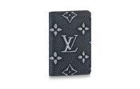 LOUIS VUITTON Leather Card Holder Men's Faded Blue