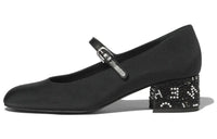 CHANEL Chunky Heel Mary Jane Shoes 4.5cm Women's Black