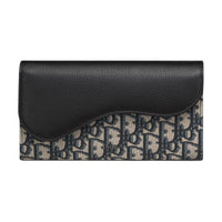 DIOR Saddle Cotton With Cow Leather Wallet Men's Beige & Black