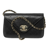 CHANEL Embossed Calfskin With Grains Wallet Women's Black