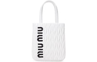 MIU MIU Leather Tote Bag Shopping Bag Shoulder Bag Handbag Women's White