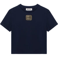 MIU MIU Logo-appliqué Cropped T-shirt