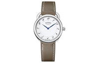 HERMES Arceau Collection Wrist Watch Quartz Movement Genuine Leather Strap White Dial Men's W042943WW00