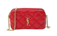 SAINT LAURENT Lambskin Portable Crossbody Bag Shoulder Bag Women's Red