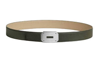 HERMES Neo Double Sided Smooth Buckle Leather Belts Men's Green/Beige Width 3.2CM