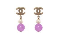 CHANEL Earrings Unisex Purple/Gold