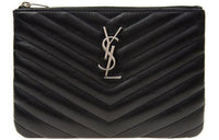 SAINT LAURENT Cow Leather Clutch Women's Black