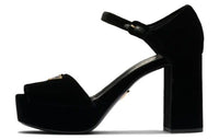 PRADA PLATEAU 95 PLATFORM HEEL SANDAL VELVET