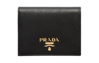 PRADA Saffiano Leather Wallet Women's Black & Light Pink