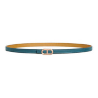 HERMES Calfskin Leather Belts Women's Blue Denim/Cookie Width 1.3CM
